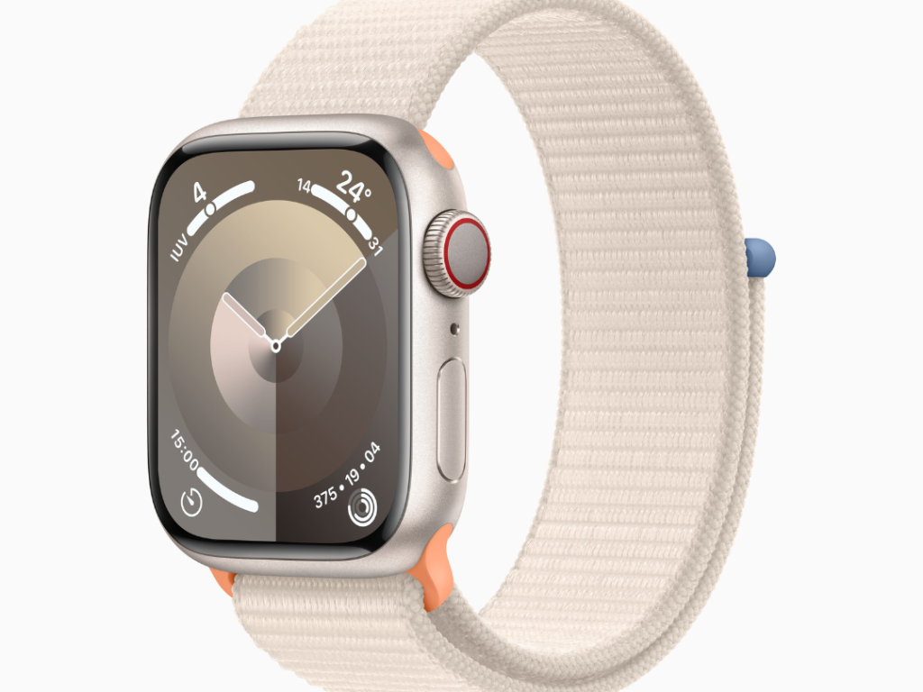 Apple Watch Series 9 GPS + Cellular Caixa estelar de alumínio – 41 mm • Pulseira loop esportiva estelar