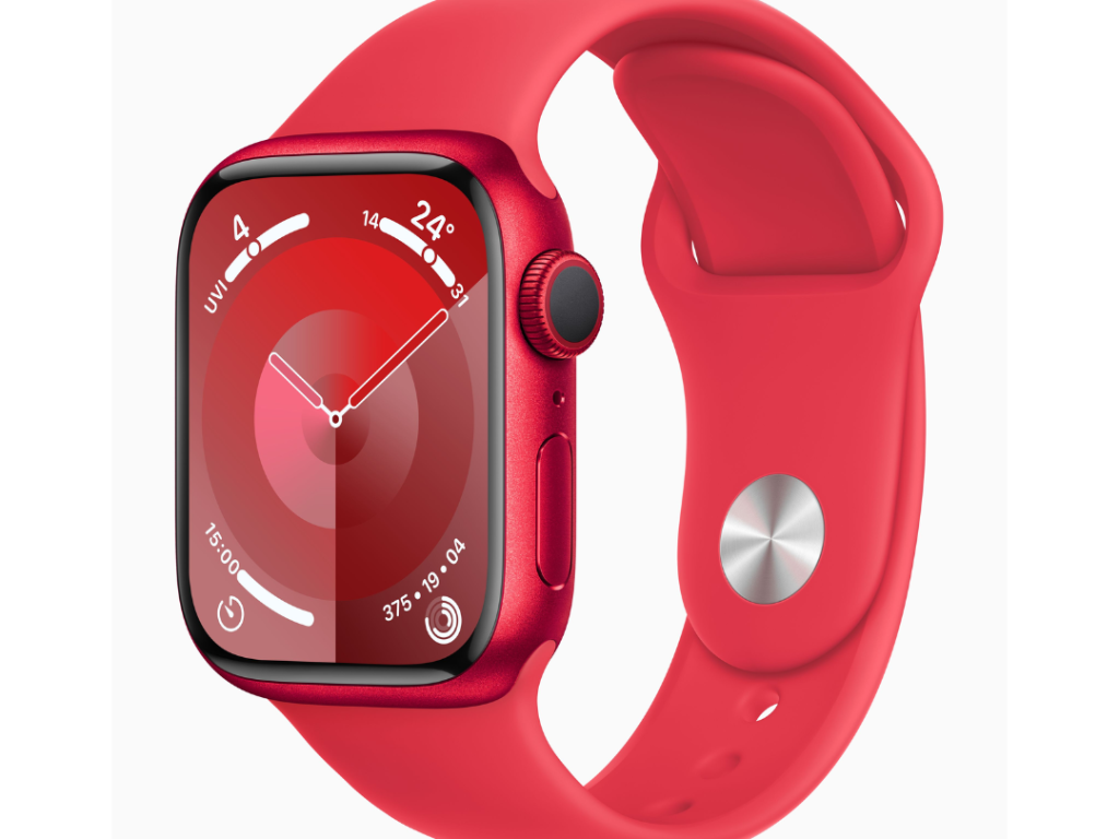 Apple Watch Series 9 GPS • Caixa (PRODUCT)RED de alumínio – 41 mm • Pulseira esportiva (PRODUCT)RED - M/G