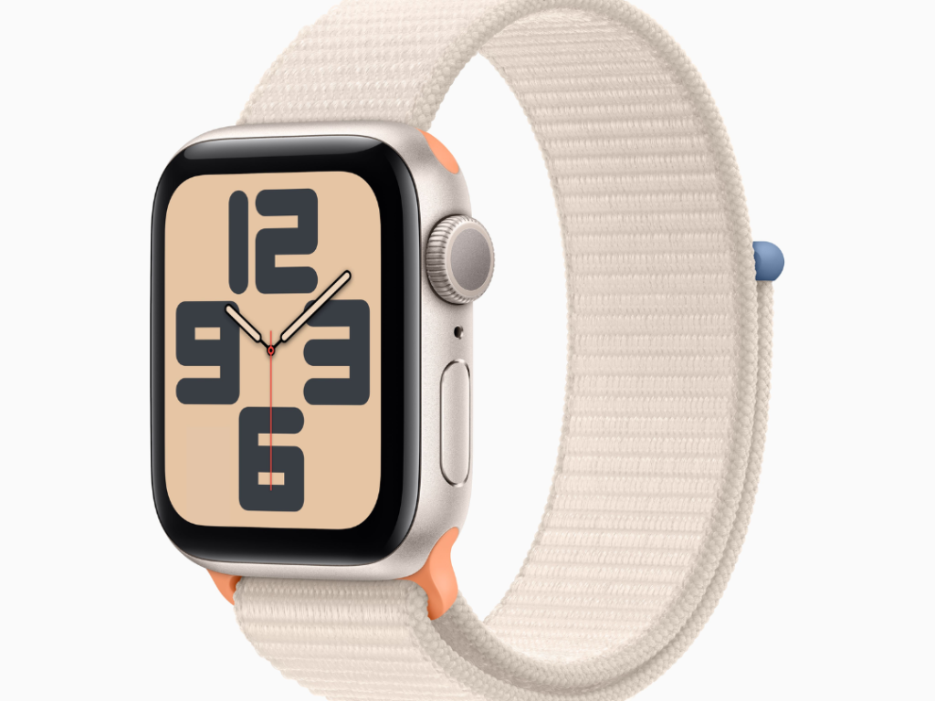Apple Watch SE GPS • Caixa estelar de alumínio – 40 mm • Pulseira Loop esportiva estelar