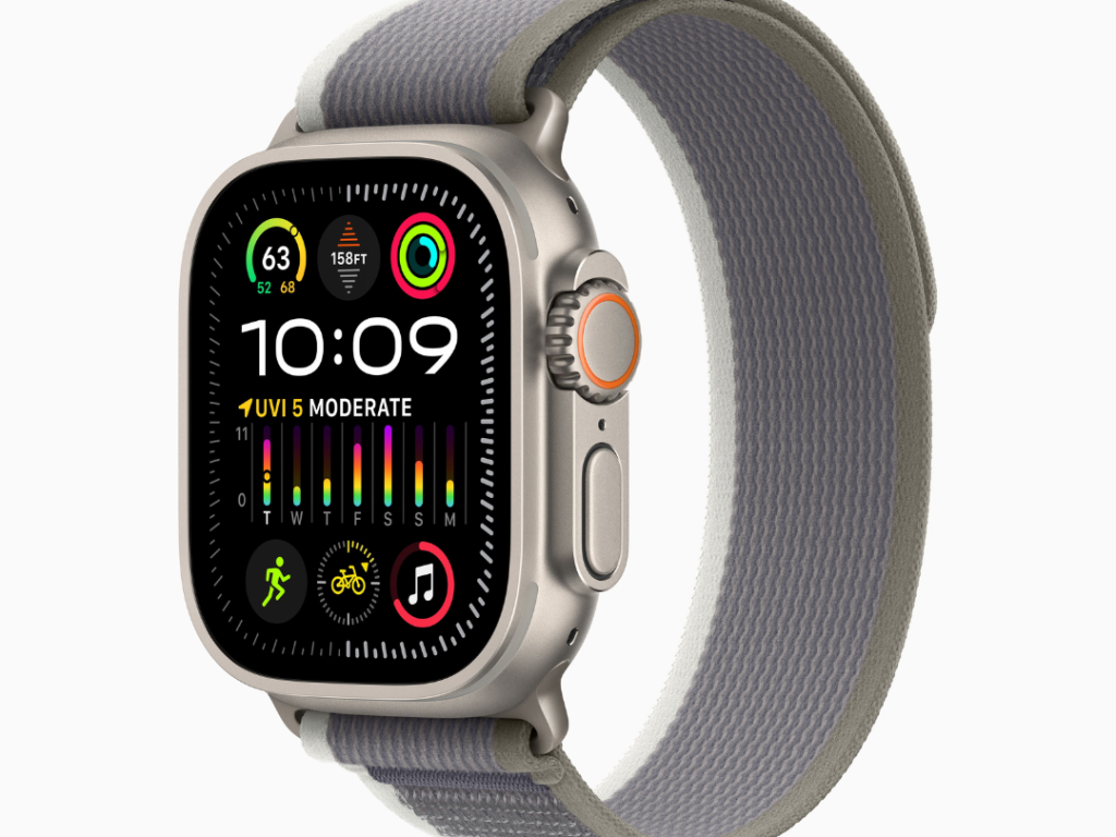 APPLE WATCH ULTRA 2 GPS + CELLULAR, 49MM CASE DE TITANIO COM LOOP DE TRILHA VERDE/CINZA - M/G