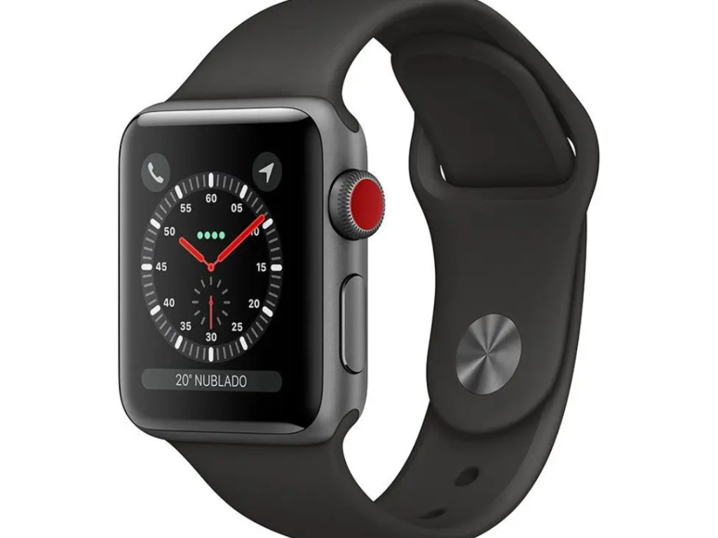 Apple Watch Series 3, GPS + Cel 38 mm, Alumínio Cinza Espacial, Pulseira Esportiva Preta