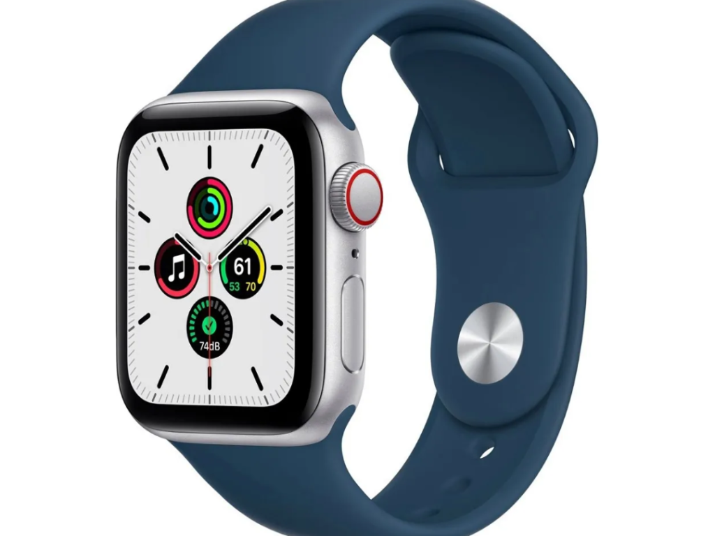 Apple Watch SE GPS + CELL - 40mm - Caixa de Alumínio Prata - Pulseira Esportiva Azul-Abissal