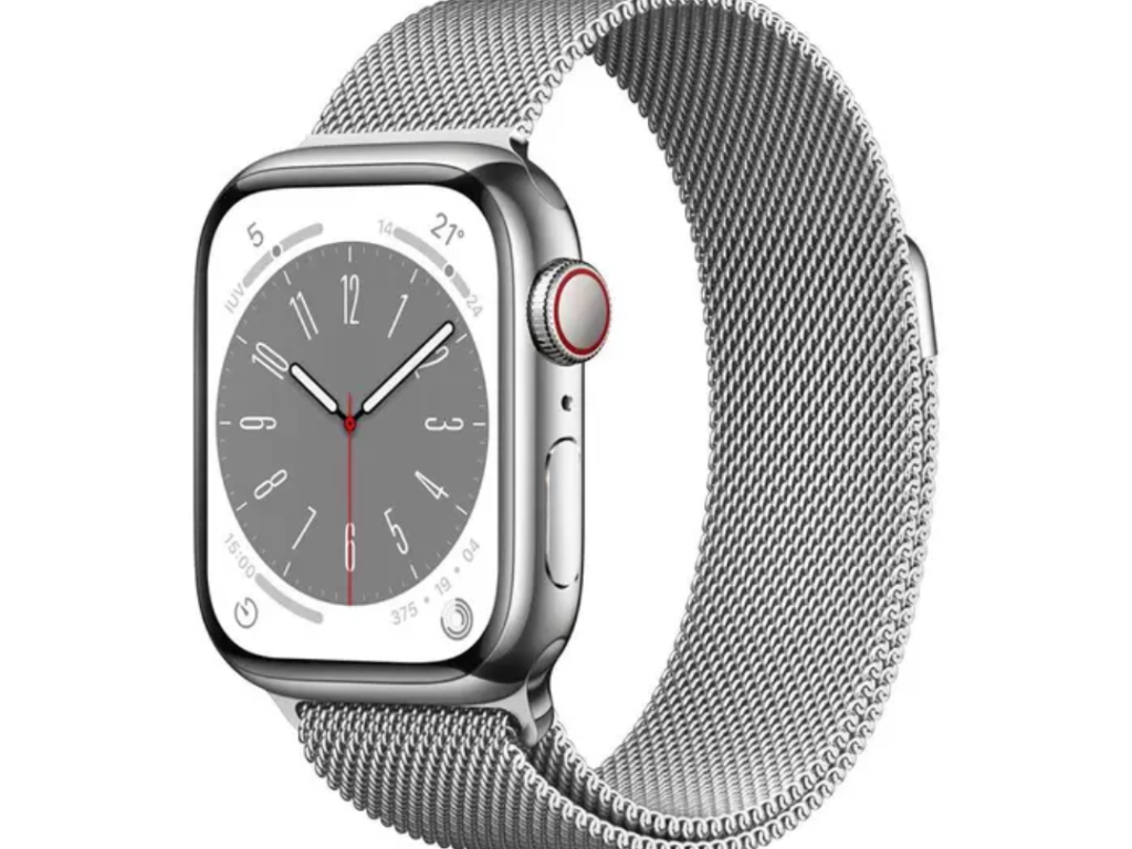 Apple Watch 8 GPS + Cellular - Caixa de Aço Inoxidável Prata - 41 mm - Pulseira Estilo Milanês